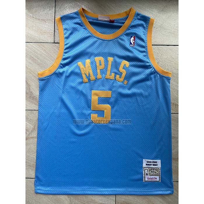 Camiseta Los Angeles Lakers Robert Horry NO 5 Mitchell & Ness 2001-02 Azul